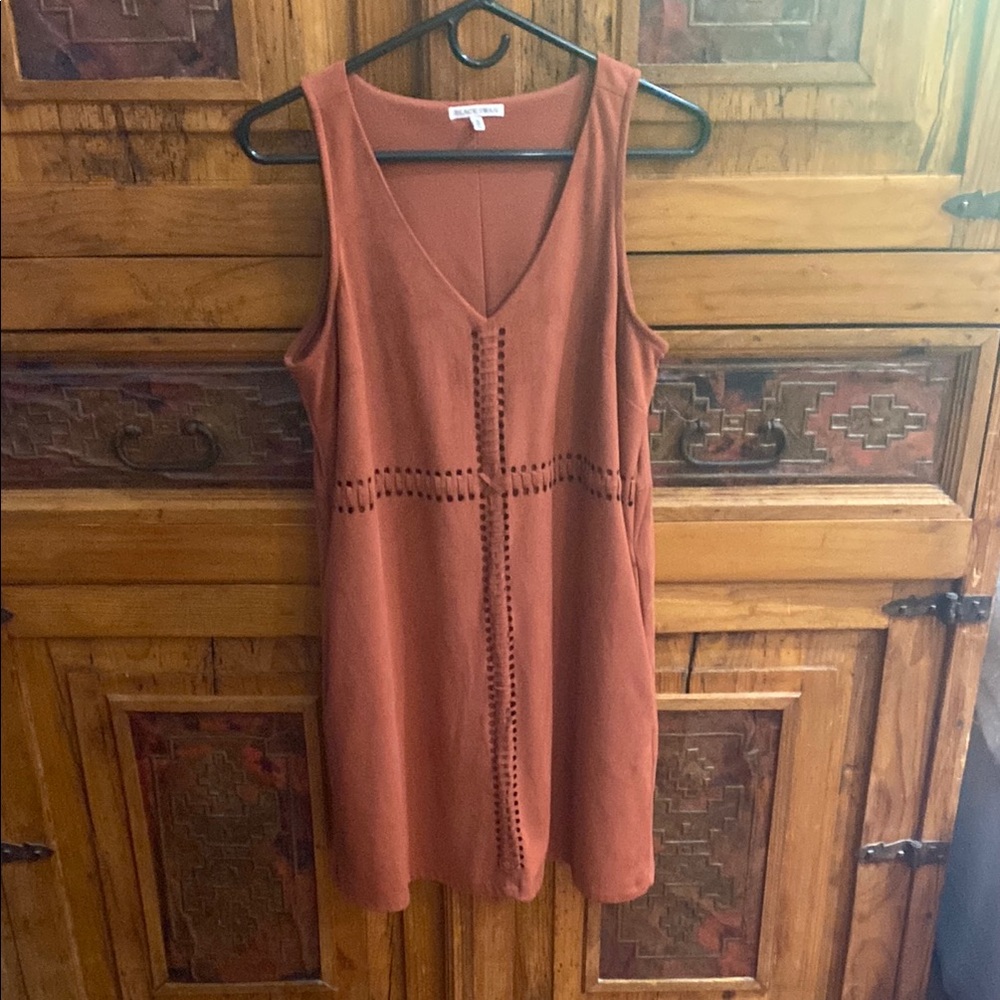 Black Swan Terracotta Suede Sleeveless Dress